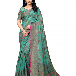 Banarasi Silk Blend Saree with Blouse Piece