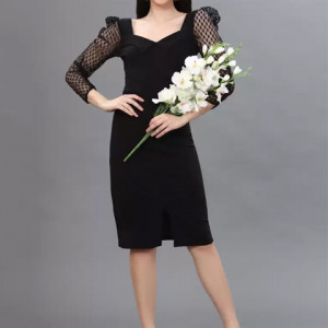 Women Sheath Black Dress