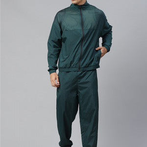 Men Blue Solid Slim Fit Training Tracksuit